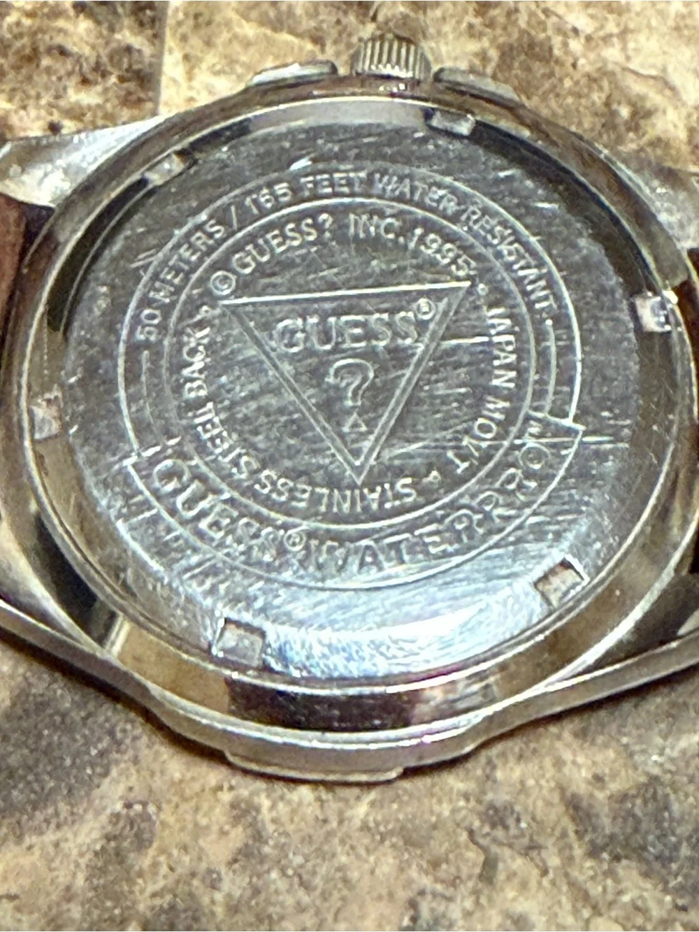 Vintage 1990s Men's Guess Waterpro Quartz Wristwatch 35mm , Japan Movement.